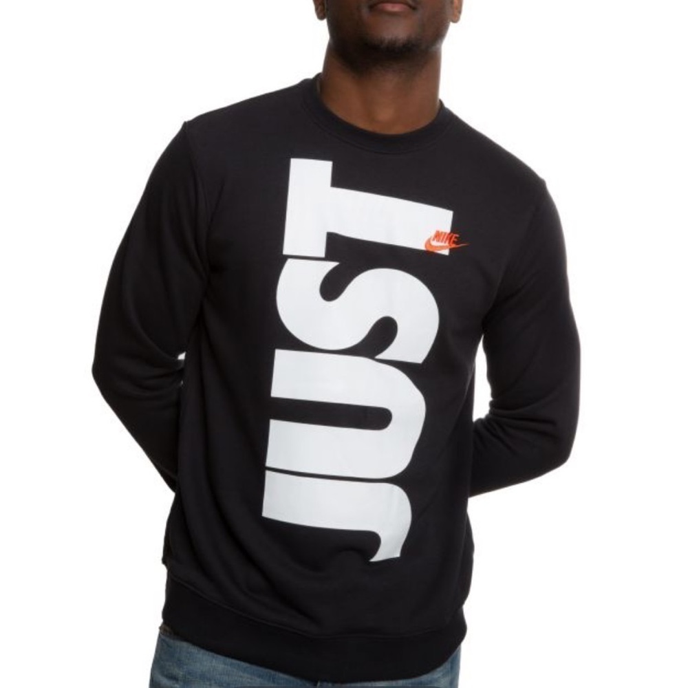 Nike JUST DO IT large logo black pullover crewneck sweatshirt men’s small